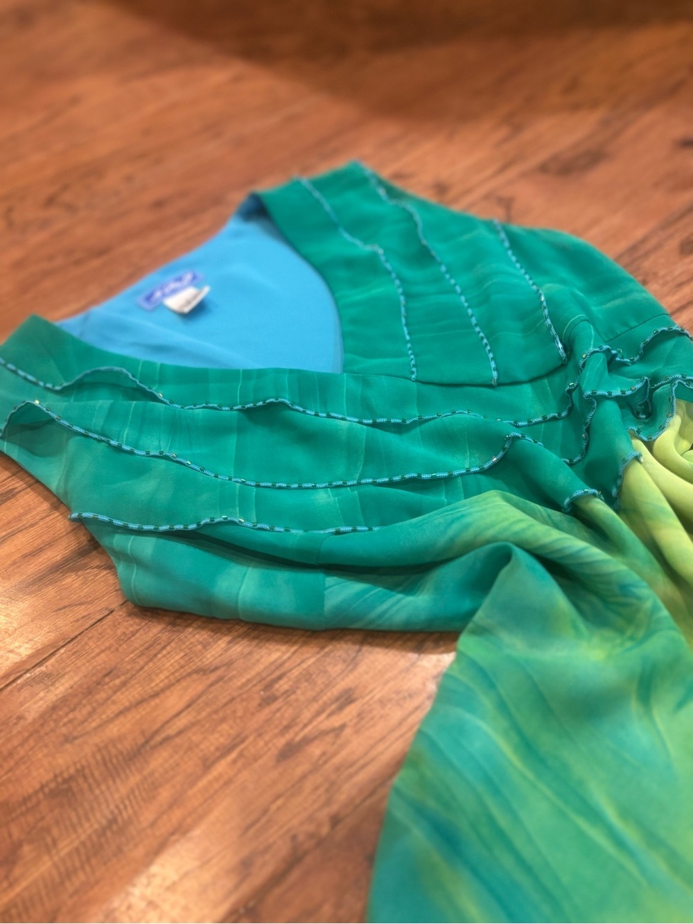 La Rue 19 Y2K Tropical Watercolor Ruffle Midi Dress Size 8 - Picture 6 of 9